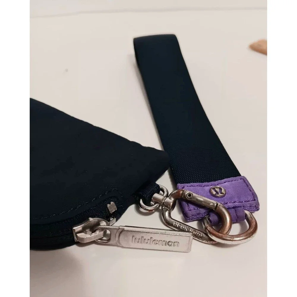 Lululemon Pouch Wristlet Keychain Midnight Blue Zip Around 4